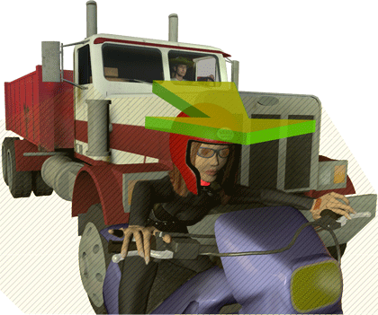 Portland motorcycle accident attorney explains how motorcycles in city riding can be in dangerous situations around large trucks, semis and tractor trailers along with safety tips for avoiding the danger zones.