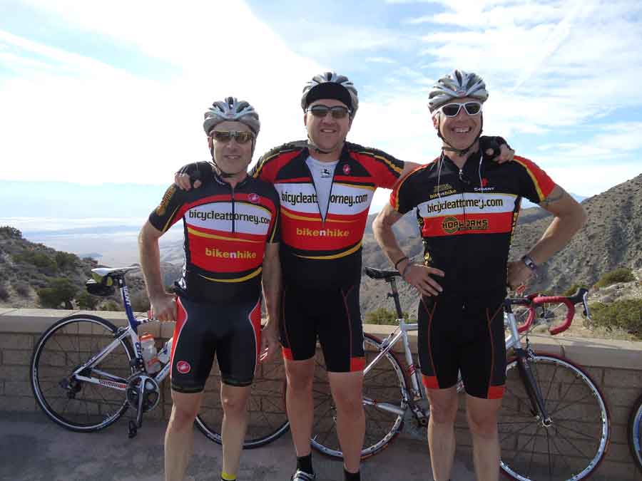 Portland bicycle racing team  bicycleattorney.com - Kevin Chudy owner of Bike N Hike, Danny Knudsen and Mike Colbach tres amigos at Joshua Tree Winter Training