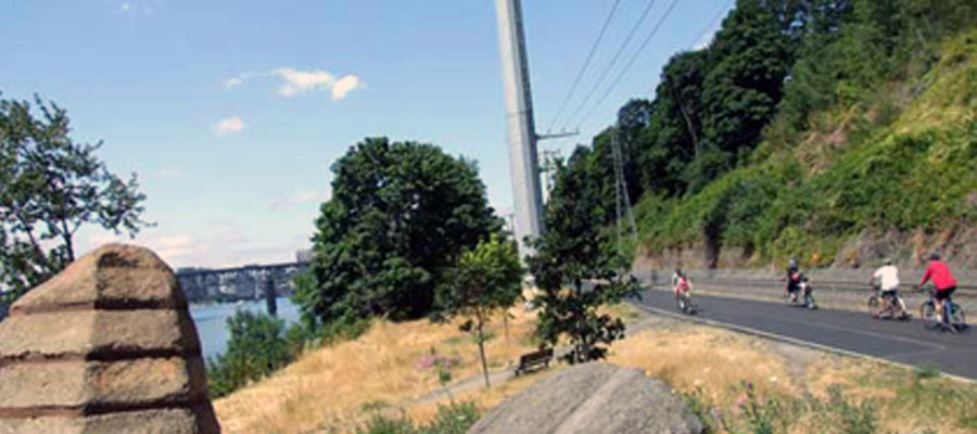 Portland bike ride - the East side Esplanade, part of the Johnson Creek Corridor - car free for miles and connects to more trails.